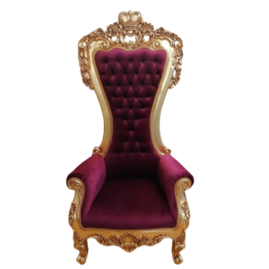 Vismaya Furniture Premium Red/Gold Wood Royal Carved Chair KC-007