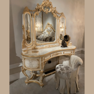 Vismaya Furniture Antique White/Gold Designer Dressing Table DR-018