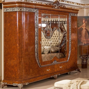 Vismaya Furniture Antique Red/Brownish Designer Wooden Wardrobe AL-009