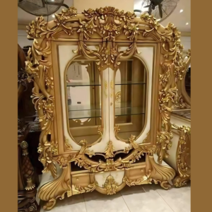 Vismaya Furniture Antique Gold Wooden Luxury Crockery Cabinet CK-013