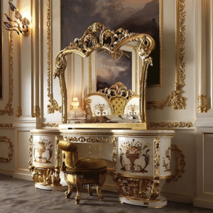 Vismaya Furniture Antique White/Gold Designer Dressing Table DR-014