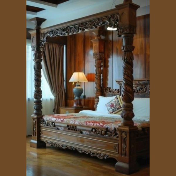 Vismaya Furniture Antique Indian Four Poster Bed FPB-009