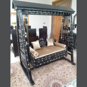 Vismaya Furniture Handcrafted Z Black Wooden Indian Swing for Indoor HS-018