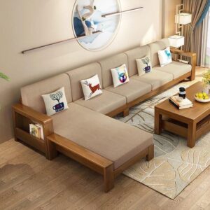 Vismaya Furniture Antique Carved L-Shape Sofa Set L-SOFA-012