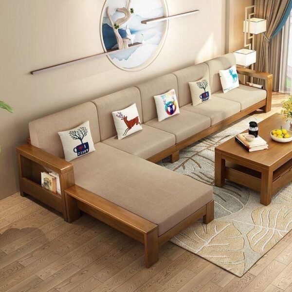 Vismaya Furniture Antique Carved L-Shape Sofa Set L-SOFA-012