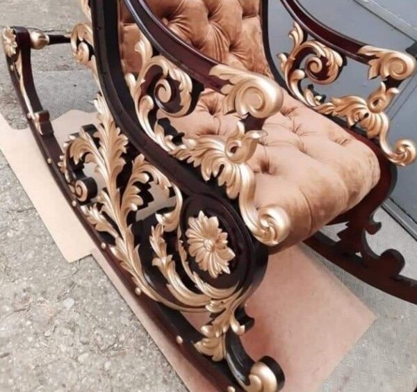 Vismaya Furniture Teak Brown Wood Handcrafted Relax Chair RC-017 - Image 3