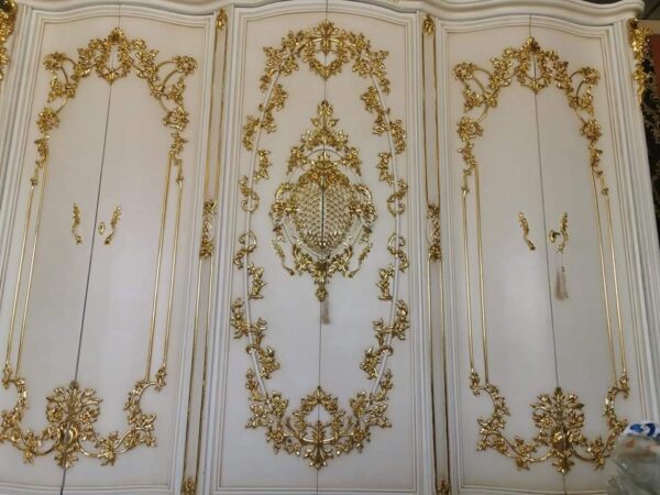 Vismaya Furniture Antique White/Gold Designer Wooden Wardrobe AL-015 - Image 2