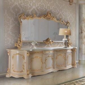 Vismaya Furniture Antique White/Gold Designer Dressing Table DR-007