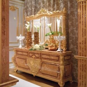 Vismaya Furniture Antique Brown/Gold Designer Dressing Table DR-004
