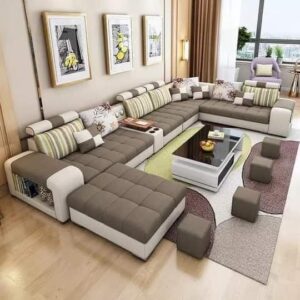 Vismaya Furniture Antique Carved L-Shape Sofa Set L-SOFA-010