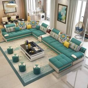 Vismaya Furniture Antique Carved L-Shape Sofa Set L-SOFA-008