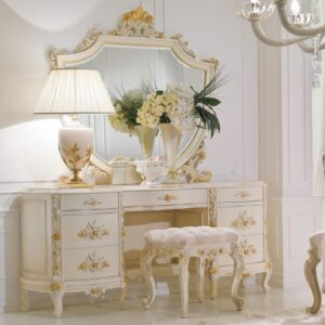 Vismaya Furniture Antique White/Gold Designer Dressing Table DR-002