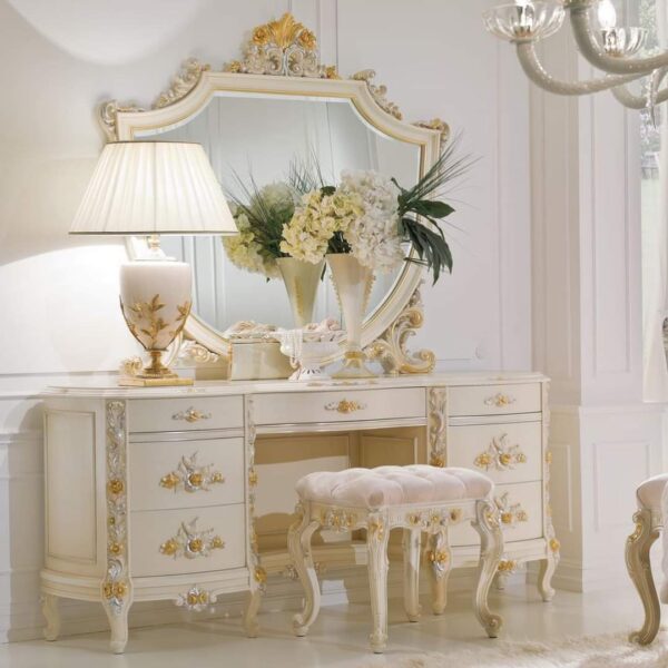 Vismaya Furniture Antique White/Gold Designer Dressing Table DR-002