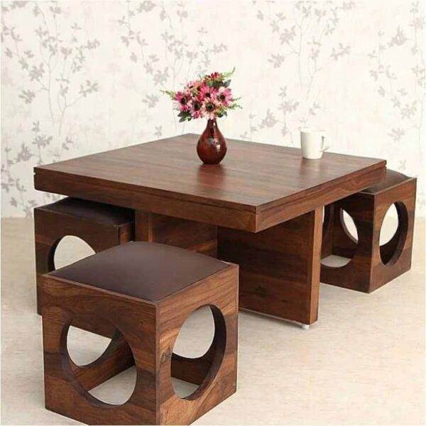 Vismaya Furniture Antique Royal Brown Hand Carved Dining Set DIN/TBL-020 - Image 4