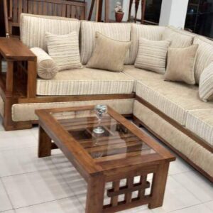 Vismaya Furniture Antique Carved L-Shape Sofa Set L-SOFA-018