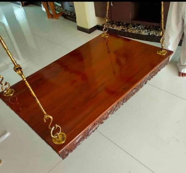 Vismaya Furniture Handcrafted Brown Wooden Indian Swing for Indoor HS-001 - Image 2
