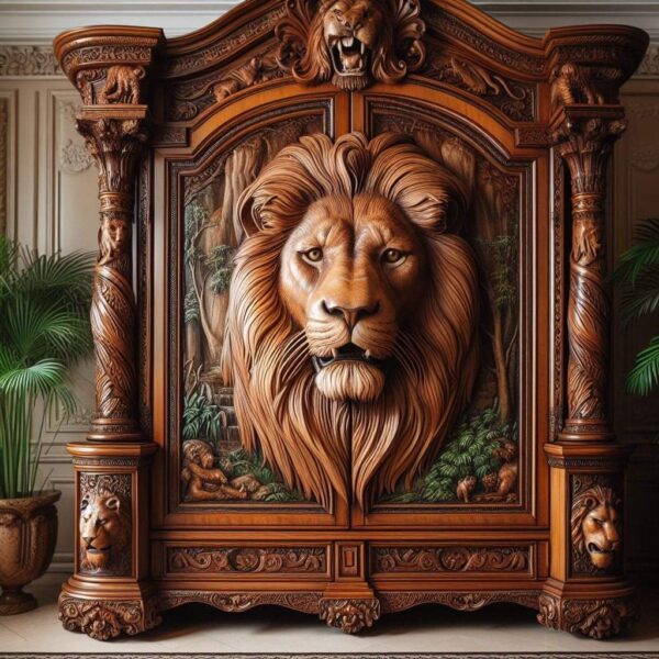 Vismaya Furniture Antique King Frame Designer Wooden Wardrobe AL-012