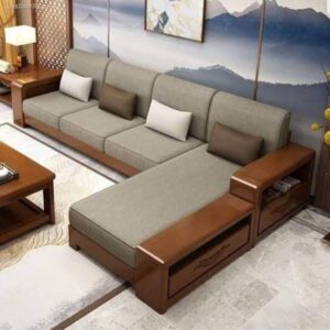 Vismaya Furniture Antique Carved L-Shape Sofa Set L-SOFA-007