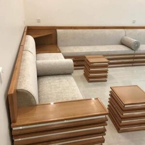 Vismaya Furniture Antique Carved L-Shape Sofa Set L-SOFA-019