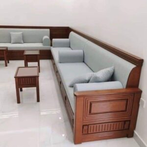 Vismaya Furniture Antique Carved L-Shape Sofa Set L-SOFA-016