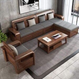 Vismaya Furniture Antique Carved L-Shape Sofa Set L-SOFA-005