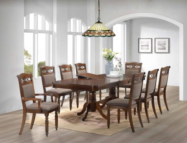 Vismaya Furniture Antique Grey/Brown Hand Carved Dining Set DIN/TBL-018 - Image 4