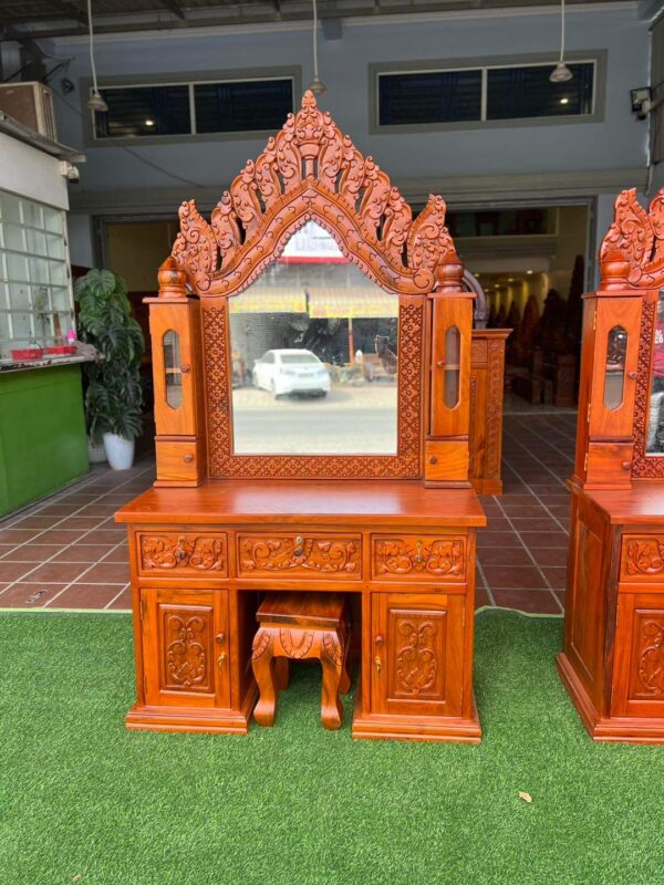 Vismaya Furniture Antique Red Brown Designer Dressing Table DR-016 - Image 2