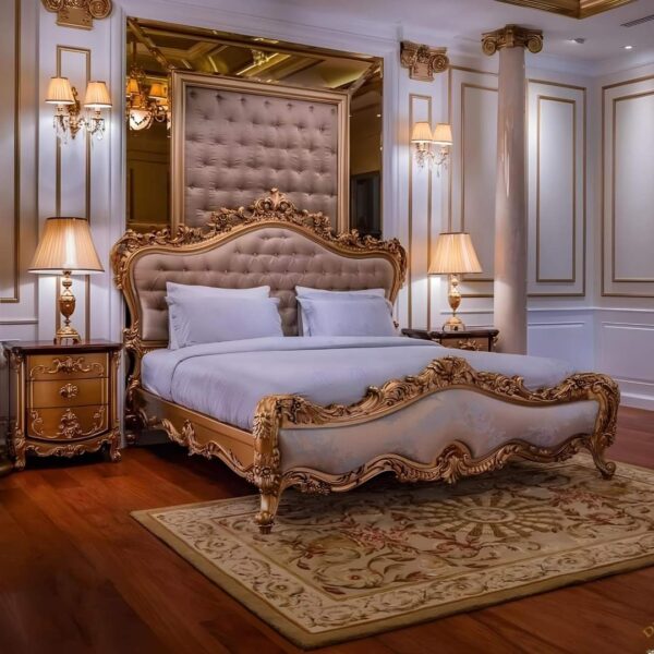 Vismaya Furniture Antique Carved Royal Double Bed BD-020