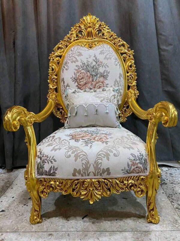 Vismaya Furniture Carved Solid Golden Wood Antique Classic Dining Armchair SC-014 - Image 2