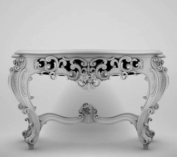 Vismaya Furniture Antique Silver Luxury Hand Carved Console Table CON/TBL-002 - Image 6