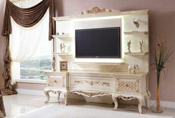 Vismaya Furniture Classic Wooden Luxury Handcrafted Stylish TV Cabinet TVCB-009 - Image 2