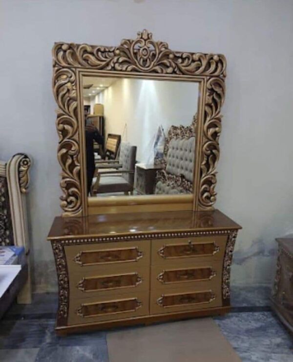 Vismaya Furniture Antique Pure Gold Designer Dressing Table DR-012 - Image 2