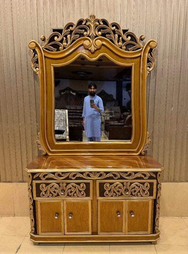 Vismaya Furniture Antique Pure Gold Designer Dressing Table DR-010 - Image 2