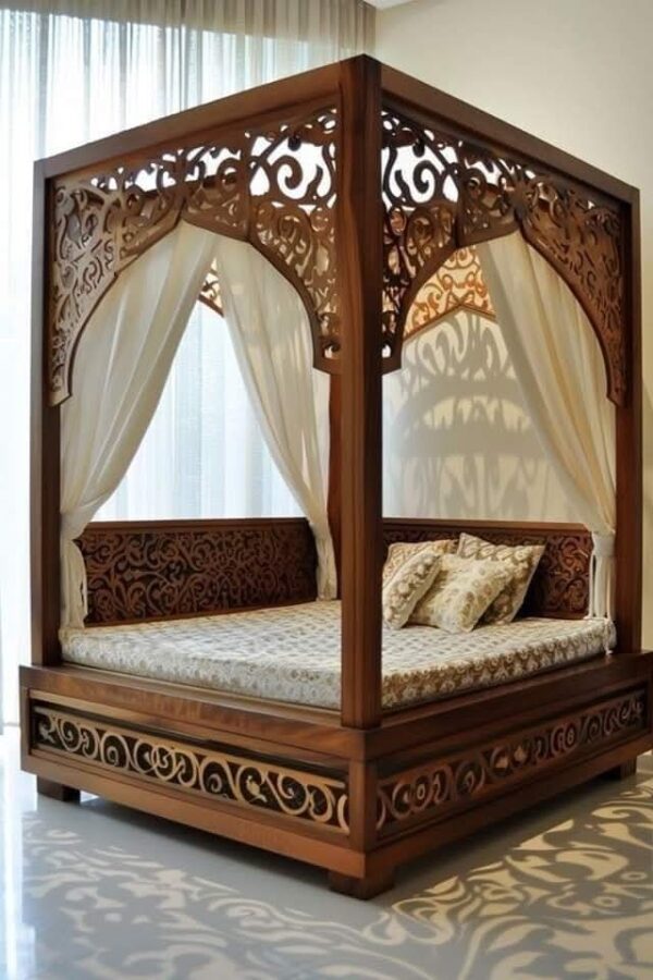 Vismaya Furniture Antique Indian Four Poster Bed FPB-002 - Image 2