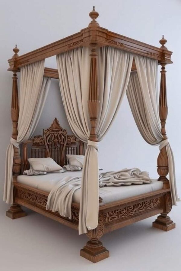 Vismaya Furniture Antique Indian Four Poster Bed FPB-007 - Image 2