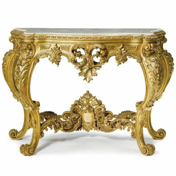 Vismaya Furniture Antique Gold Luxury Hand Carved Console Table CON/TBL-020 - Image 6