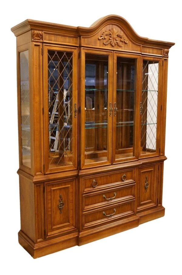 Vismaya Furniture Antique Wooden Luxury Light Brown Crockery Cabinet CK-019 - Image 2