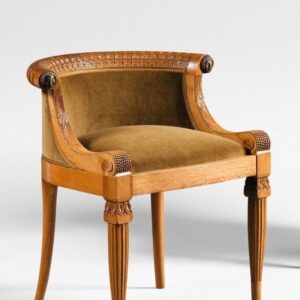 Vismaya Furniture Carved Goldish Brown Wood Antique Modern Armchair SC-017