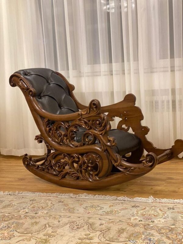 Vismaya Furniture Teak Brown Black Wood Handcrafted Relax Chair RC-004