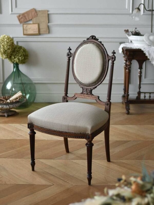 Vismaya Furniture Carved Black Brown Wood Antique Classic Armchair SC-019 - Image 2