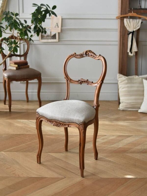 Vismaya Furniture Carved Dark Brown Wood Antique Classic Armchair SC-020 - Image 2