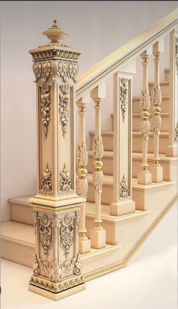 Vismaya Furniture Antique Floral Hand Carved Master And Railing Pillars PIL-004 - Image 2