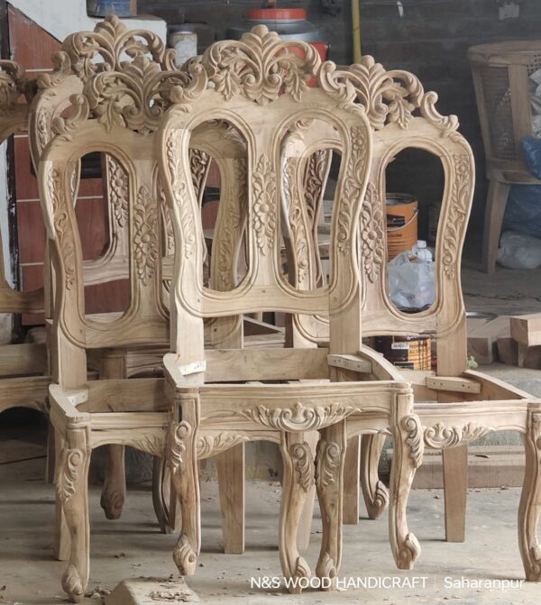 Vismaya Furniture Antique Golden Hand Carved Dining Set DIN/TBL-019 - Image 6