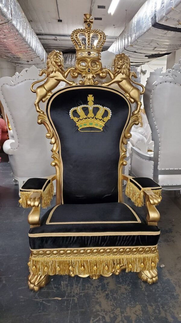 Vismaya Furniture Premium Gold/Black Wood Royal Carved Chair KC-014 - Image 2
