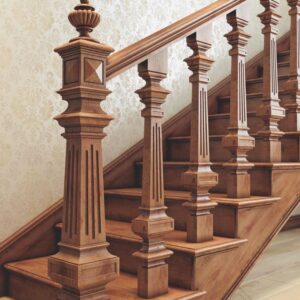 Vismaya Furniture Antique Floral Hand Carved Master And Railing Pillars PIL-011