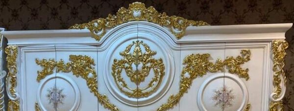 Vismaya Furniture Antique White/Gold Designer Wooden Wardrobe AL-010 - Image 2