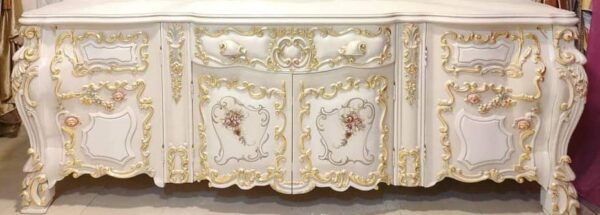 Vismaya Furniture Antique White/Gold Designer Dressing Table DR-011 - Image 3
