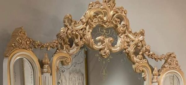 Vismaya Furniture Antique White/Gold Designer Dressing Table DR-018 - Image 3