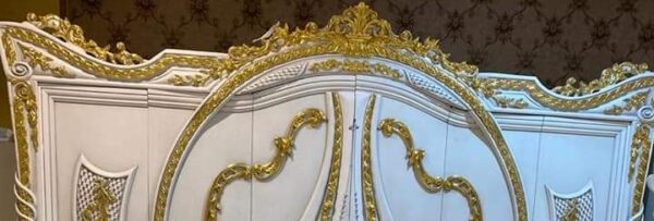 Vismaya Furniture Antique Gold/White Designer Wooden Wardrobe AL-014 - Image 2