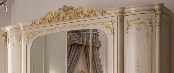 Vismaya Furniture Antique White/Gold Designer Wooden Wardrobe AL-017 - Image 2